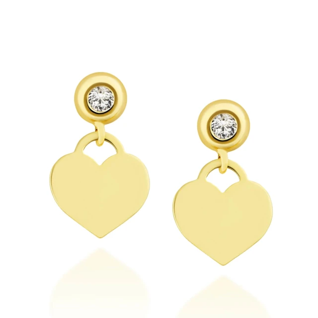 Goldene Ohrringe Full Heart mit Zirkonia 2,5mm Probe 585