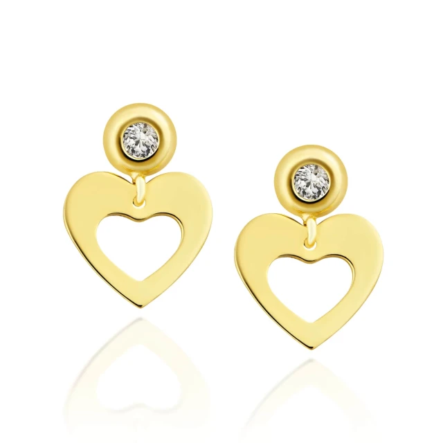 Goldene Ohrringe Herz mit Zirkonia 2,5mm