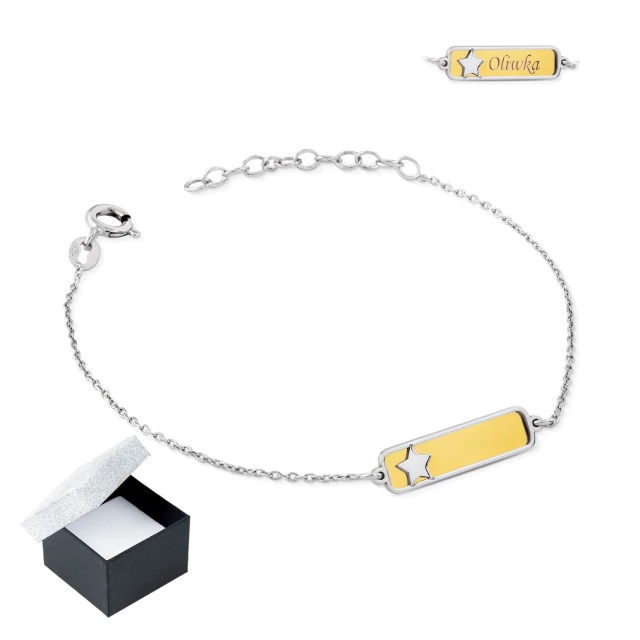 Silber vergoldetes Armband mit Sterngravur