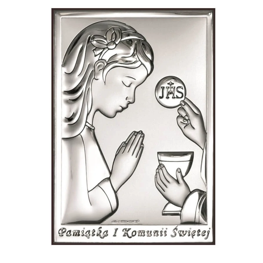 Pamiątka Komunijna Dla Dziewczynki Srebrna