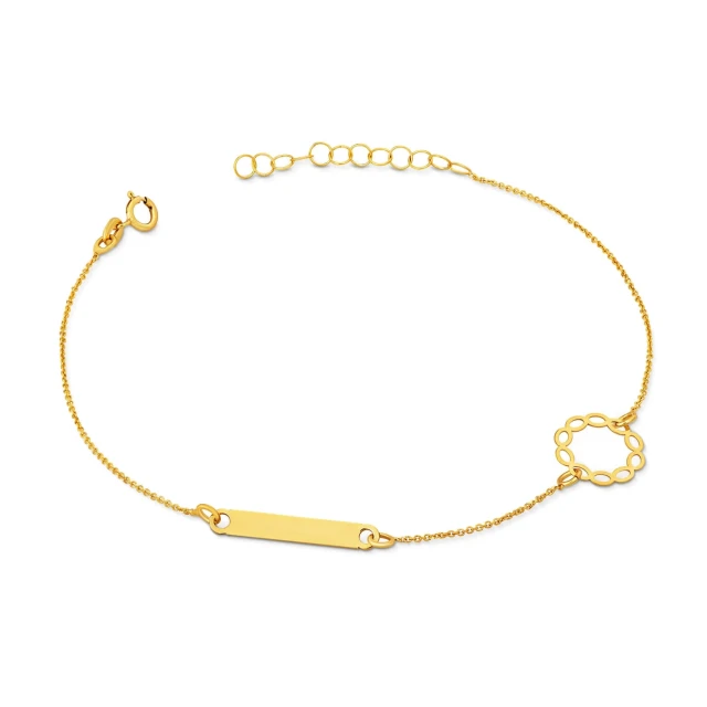 Goldenes Armband mit Plakette und Kranz