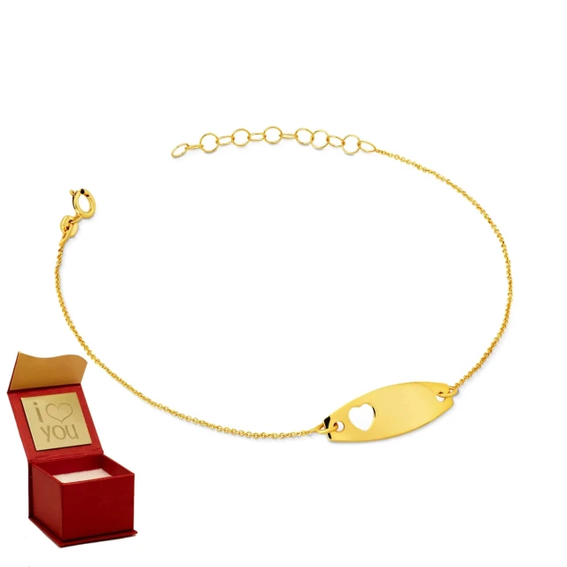 Goldenes Armband mit Plakette und Herz