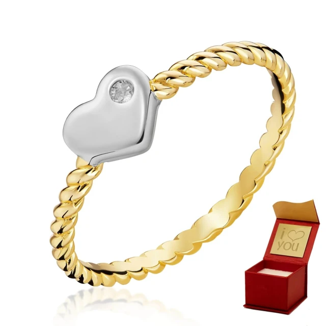 Goldener Ring Weißes Herz