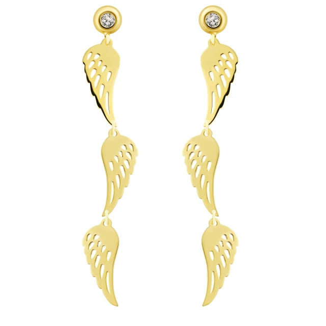 Gold hängende Ohrringe Wings TRIO