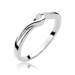 Złoty pierścionek z diamentem Białe złoto EW-27 0,05ct