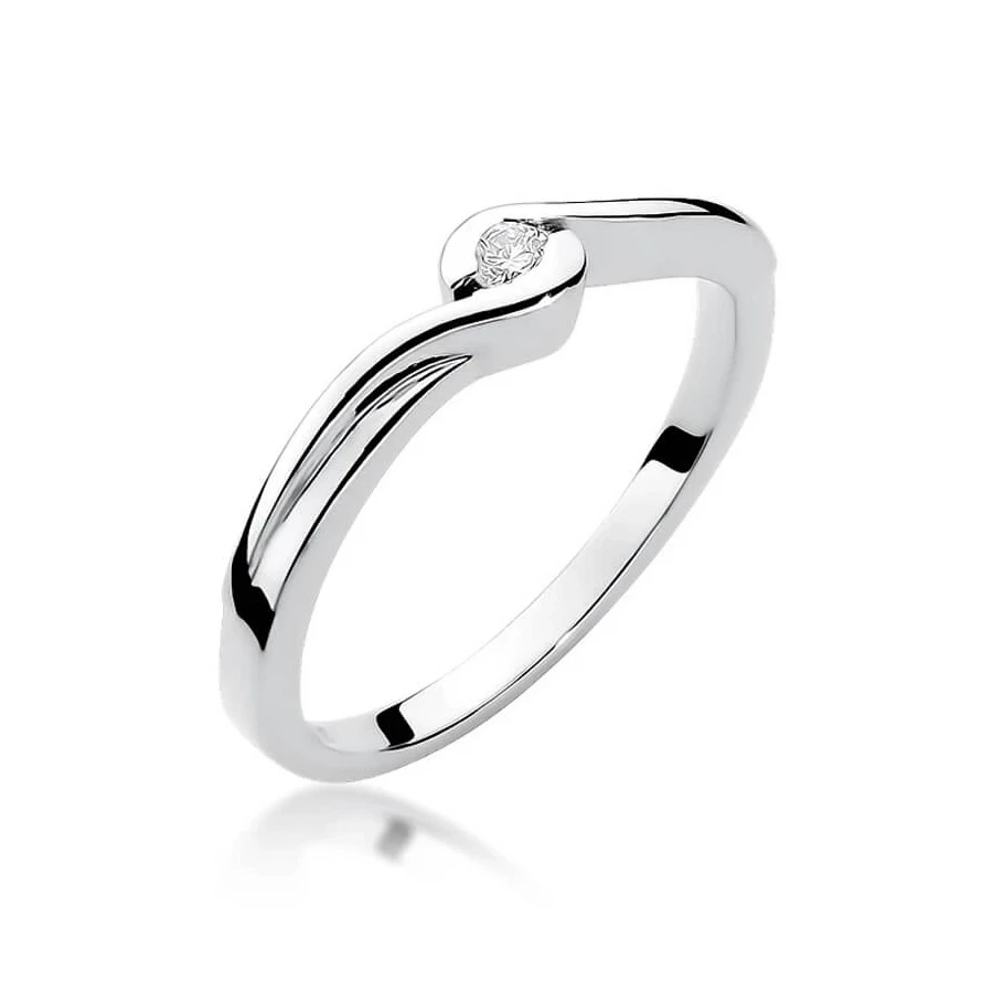 Złoty pierścionek z diamentem Białe złoto EW-27 0,05ct