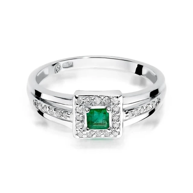 Gold Diamant Ring WeißGold EW-271 Emerald