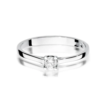 Złoty pierścionek zaręczynowy z diamentem białe złoto 0,15ct