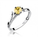 Złoty pierścionek z diamentem Białe złoto EW-102 cytryn