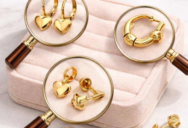 Najlepsze zapięcie w złotych kolczykach dziecięcych — które wybrać, żeby nie gubiły się po tygodniu?